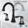 2-Handle 8 inch Widespread Bathroom Sink Faucet Matt Black Lavatory Faucet 3 Hole 360° Swivel Spout Vanity Sink Basin Faucets 3008B-MB