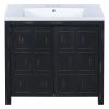 36" Bathroom Vanity Organizer with Sink; Combo Cabinet Set; Bathroom Storage Cabinet; Retro Espresso