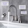 2-Handle 4-Inch Brushed Nickel Bathroom Faucet, Bathroom Vanity Sink Faucets with Pop-up Drain and Supply Hoses