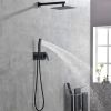 Brass Matte Black Shower Faucet Set Shower System 10 Inch Rainfall Shower Head with Handheld Sprayer Bathroom Luxury Rain Mixer Combo