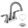 2-Handle 4-Inch Brushed Nickel Bathroom Faucet, Bathroom Vanity Sink Faucets with Pop-up Drain and Supply Hoses