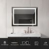 LED Lighted Bathroom Wall Mounted Mirror with High Lumen+Anti-Fog Separately Control+Dimmer Function