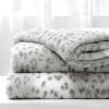 Printed Faux Rabbit Fur Throw, Lightweight Plush Cozy Soft Blanket, 60" x 70", Grey Leopard