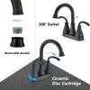 Matte Black Dual Handles 4 Inches Centerset Lead-Free Bathroom Sink Faucet