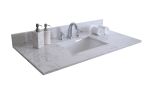 43"x 22" bathroom stone vanity top carrara jade engineered marble color with undermount ceramic sink and 3 faucet hole with backsplash