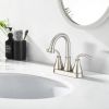 Brushed Nickle 2 Handles 4 Inches Centerset Bathroom Faucet