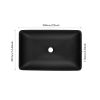 14.38" L -22.25" W -4-3/8 in. H Matte Shell Glass Rectangular Vessel Bathroom Sink in Black with Faucet and Pop-Up Drain in Matte Black