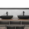 14.38" L -22.25" W -4-3/8 in. H Matte Shell Glass Rectangular Vessel Bathroom Sink in Black with Faucet and Pop-Up Drain in Matte Black