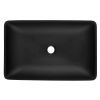 14.38" L -22.25" W -4-3/8 in. H Matte Shell Glass Rectangular Vessel Bathroom Sink in Black with Faucet and Pop-Up Drain in Matte Black