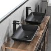 14.38" L -22.25" W -4-3/8 in. H Matte Shell Glass Rectangular Vessel Bathroom Sink in Black with Faucet and Pop-Up Drain in Matte Black