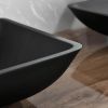 14.38" L -22.25" W -4-3/8 in. H Matte Shell Glass Rectangular Vessel Bathroom Sink in Black with Faucet and Pop-Up Drain in Matte Black