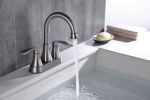 2-Handle 4-Inch Brushed Nickel Bathroom Faucet, Bathroom Vanity Sink Faucets with Pop-up Drain and Supply Hoses