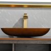 22.5" L -L -14.5" W -4 1/2 in. H Handmade Glass Rectangle Vessel Bathroom Sink  with gold Faucet and gold Pop Up Drain