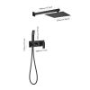 Brass Matte Black Shower Faucet Set Shower System 10 Inch Rainfall Shower Head with Handheld Sprayer Bathroom Luxury Rain Mixer Combo