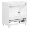 30" Bathroom Vanity without Sink; Base Only; Cabinet with Doors and Drawer; Solid Frame and MDF Board; White