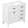 36' Bathroom Vanity with Sink Combo; White Bathroom Cabinet with Drawers; Solid Frame and MDF Board