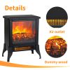 14" 1400W Overheating Safety Protection Freestanding Electric Fireplace Space Stove Heater with Flame