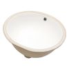 19"x16" White Ceramic Oval Undermount Bathroom Sink with Overflow