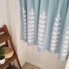 [Blue Leaves]Short Kitchen Cloth Curtain Small Window Half Curtain Cafe Curtain