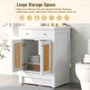 24" Bathroom vanity with Single Sink; White Combo Cabinet Undermount Sink; Bathroom Storage Cabinet; Solid Wood Frame; Pull-out footrest