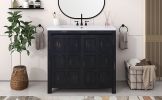 36" Bathroom Vanity Organizer with Sink; Combo Cabinet Set; Bathroom Storage Cabinet; Retro Espresso