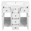 36" Bathroom Vanity with Ceramic Basin, Two Cabinets and Five Drawers, Solid Wood Frame