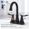 Bathroom Faucet Matt Black with Pop-up Drain & Supply Hoses 2-Handle 360 Degree High Arc Swivel Spout Centerset 6 Inch Vanity Sink Faucet