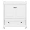 30" Bathroom Vanity without Sink; Base Only; Cabinet with Doors and Drawer; Solid Frame and MDF Board; White