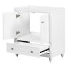 30" Bathroom Vanity without Sink; Base Only; Cabinet with Doors and Drawer; Solid Frame and MDF Board; White