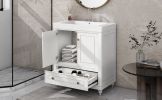 30" Bathroom Vanity with Sink; Combo; Cabinet with Doors and Drawer; Solid Frame and MDF Board; White