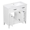 36' Bathroom Vanity with Sink Combo; White Bathroom Cabinet with Drawers; Solid Frame and MDF Board