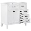 36' Bathroom Vanity with Sink Combo; White Bathroom Cabinet with Drawers; Solid Frame and MDF Board