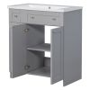 30" Bathroom vanity with Single Sink in grey; Combo Cabinet Undermount Sink; Bathroom Storage Cabinet; Solid Wood Frame