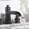 8 in. Waterfall Widespread 2-Handle Bathroom Faucet With Pop-up Drain Assembly in Oil Rubbed Bronze