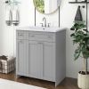 30" Bathroom vanity with Single Sink in grey; Combo Cabinet Undermount Sink; Bathroom Storage Cabinet; Solid Wood Frame