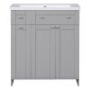 30" Bathroom vanity with Single Sink in grey; Combo Cabinet Undermount Sink; Bathroom Storage Cabinet; Solid Wood Frame