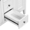 36" Bathroom Vanity with Ceramic Basin, Two Cabinets and Five Drawers, Solid Wood Frame