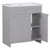 30" Bathroom vanity with Single Sink in grey; Combo Cabinet Undermount Sink; Bathroom Storage Cabinet; Solid Wood Frame