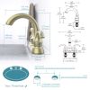 Bathroom Faucet 2-Handle Brushed Gold with Aerator, Swan Style 4-inch Centerset Vanity Sink with Pop-Up Drain and Supply Hoses, FR4075-BG