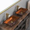 22.5" L -L -14.5" W -4 1/2 in. H Handmade Glass Rectangle Vessel Bathroom Sink  with gold Faucet and gold Pop Up Drain