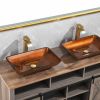 22.5" L -L -14.5" W -4 1/2 in. H Handmade Glass Rectangle Vessel Bathroom Sink  with gold Faucet and gold Pop Up Drain