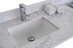 43"x 22" bathroom stone vanity top carrara jade engineered marble color with undermount ceramic sink and single faucet hole with backsplash