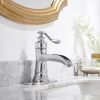 Waterfall Single Hole Single-Handle Low-Arc Bathroom Faucet With Supply Line In Polished Chrome