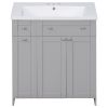 30" Bathroom vanity with Single Sink in grey; Combo Cabinet Undermount Sink; Bathroom Storage Cabinet; Solid Wood Frame