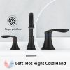 2-Handle 8 inch Widespread Bathroom Sink Faucet Matt Black Lavatory Faucet 3 Hole 360° Swivel Spout Vanity Sink Basin Faucets 3008B-MB