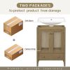 24" Bathroom Vanity with Ceramic Basin; Rattan Bathroom Storage Cabinet with Two Doors and Drawer; Solid Frame; Natural