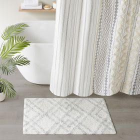 Geo Diamond Yarn Dyed Cotton Tufted Bath Rug (Color: as Pic)