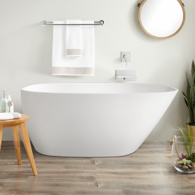 59" 100% Acrylic Freestanding Bathtub, Contemporary Soaking Tub, white Bathtub (Color: as Pic)