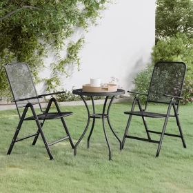 3 Piece Patio Dining Set Expanded Metal Mesh Anthracite (Color: Anthracite)