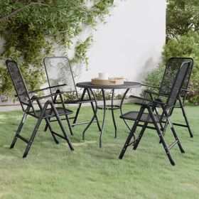 5 Piece Patio Dining Set Expanded Metal Mesh Anthracite (Color: Anthracite)